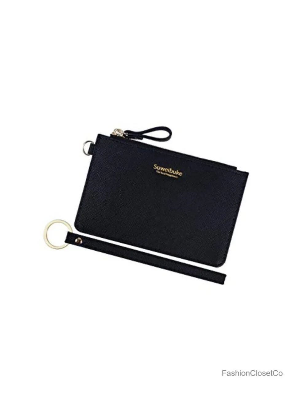 Slim RFID Blocking Card Case Wallet with Detachable Wristlet Keychain Faux